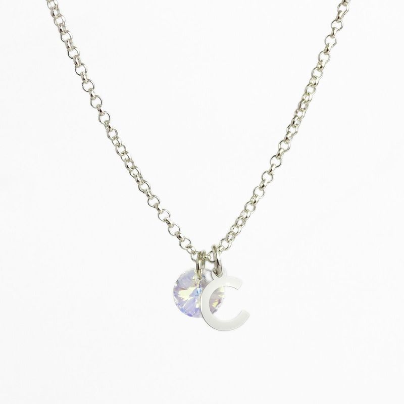 MABELITA - Cadena de Plata con Inicial y Cristal - C
