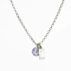 MABELITA - Cadena de Plata con Inicial y Cristal - E