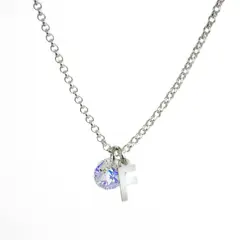 MABELITA - Cadena de Plata con Inicial y Cristal - F