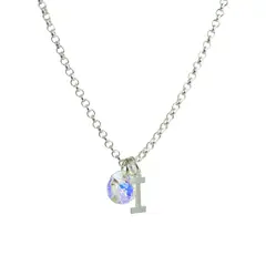 MABELITA - Cadena de Plata con Inicial y Cristal - I