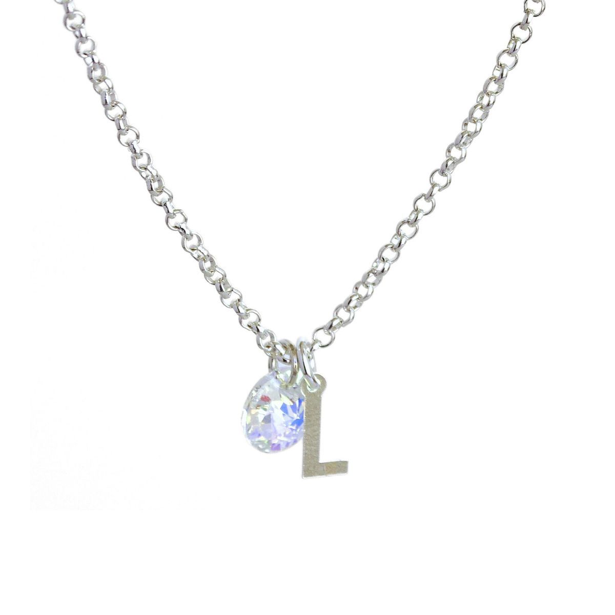 MABELITA - Cadena de Plata con Inicial y Cristal - L