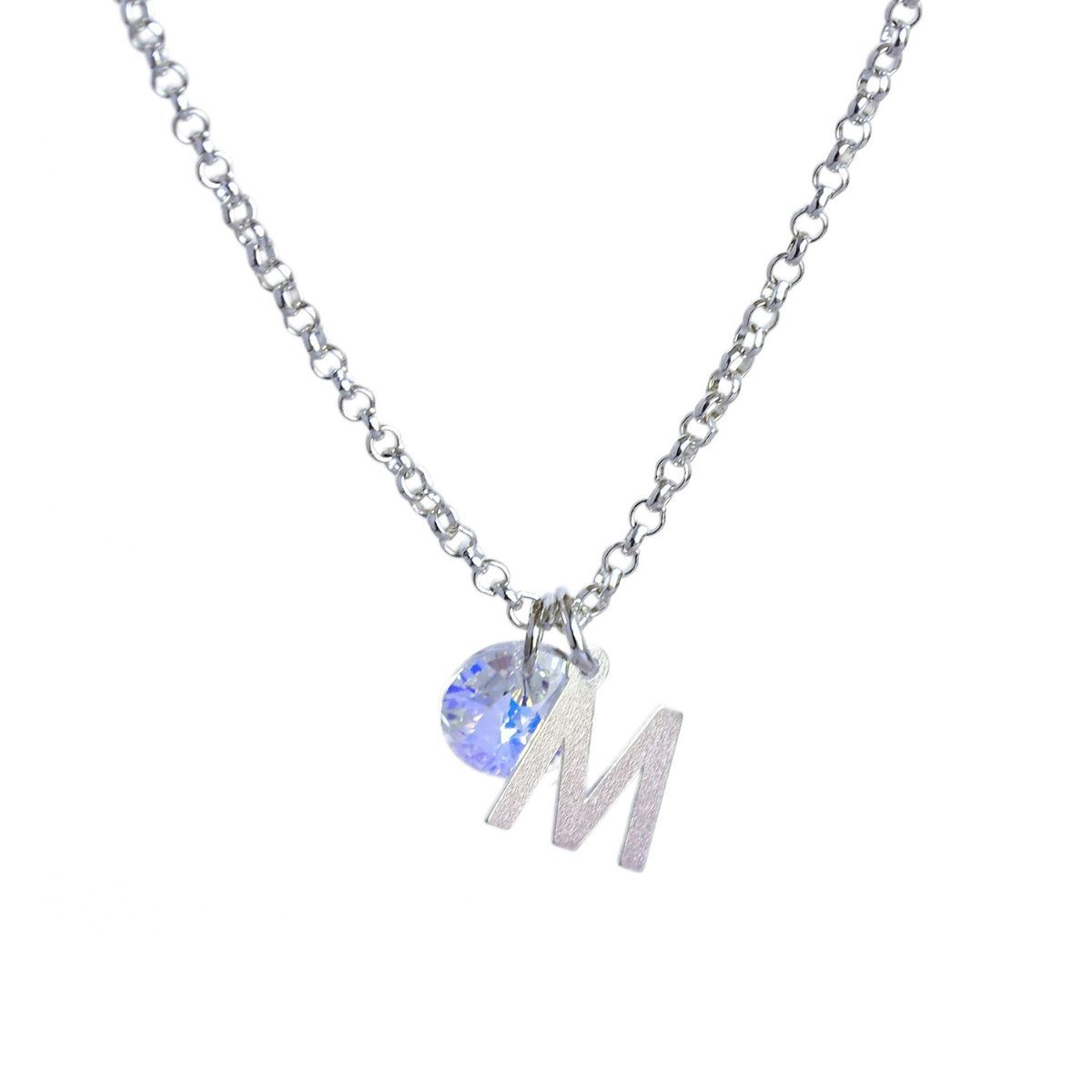 MABELITA - Cadena de Plata con Inicial y Cristal - M