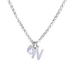 MABELITA - Cadena de Plata con Inicial y Cristal - N