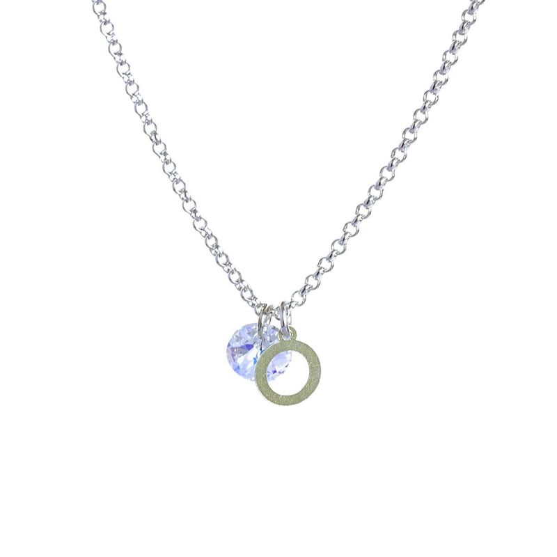 MABELITA - Cadena de Plata con Inicial y Cristal - O