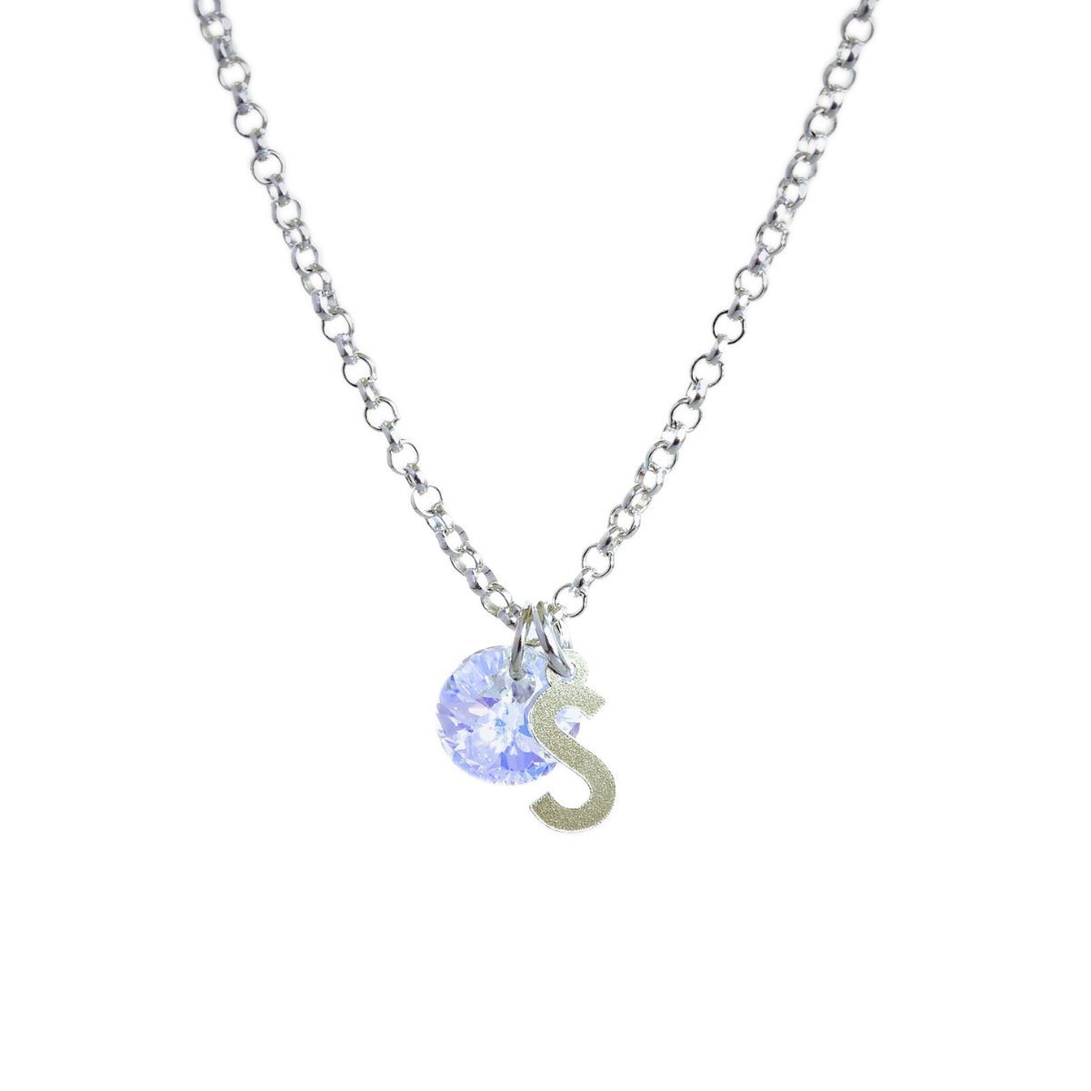 MABELITA - Cadena de Plata con Inicial y Cristal - S