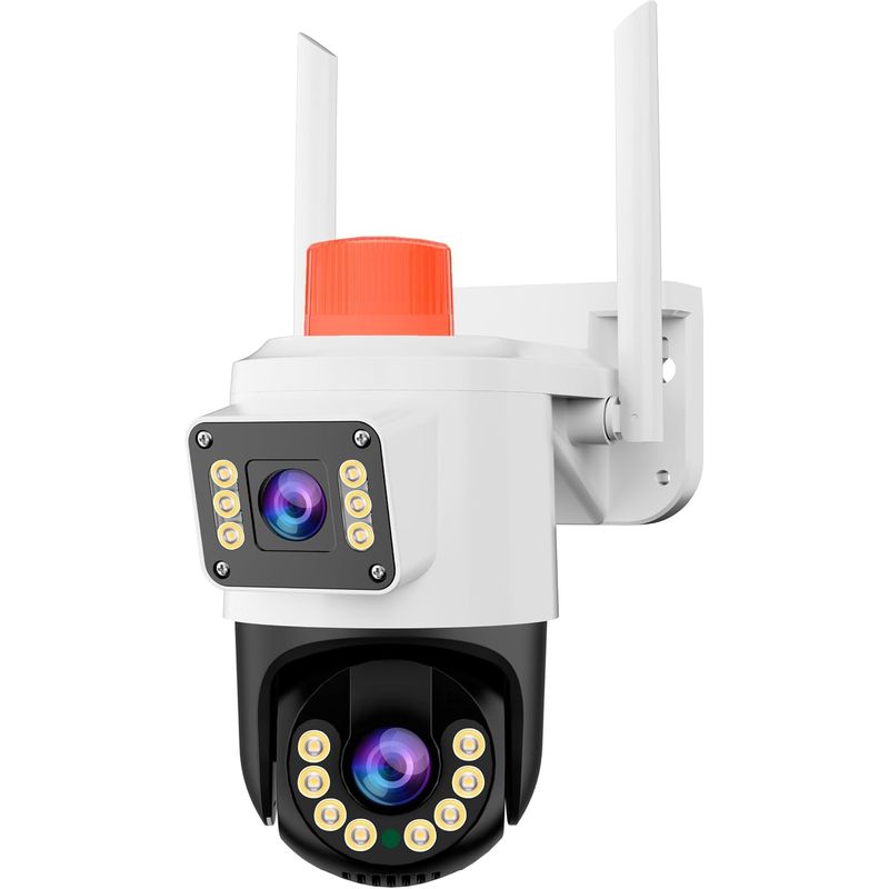 BAZUCA - Cámara Seguridad Exterior WiFi 4MP Doble Lente PTZ Visión Nocturna Color y Alarm