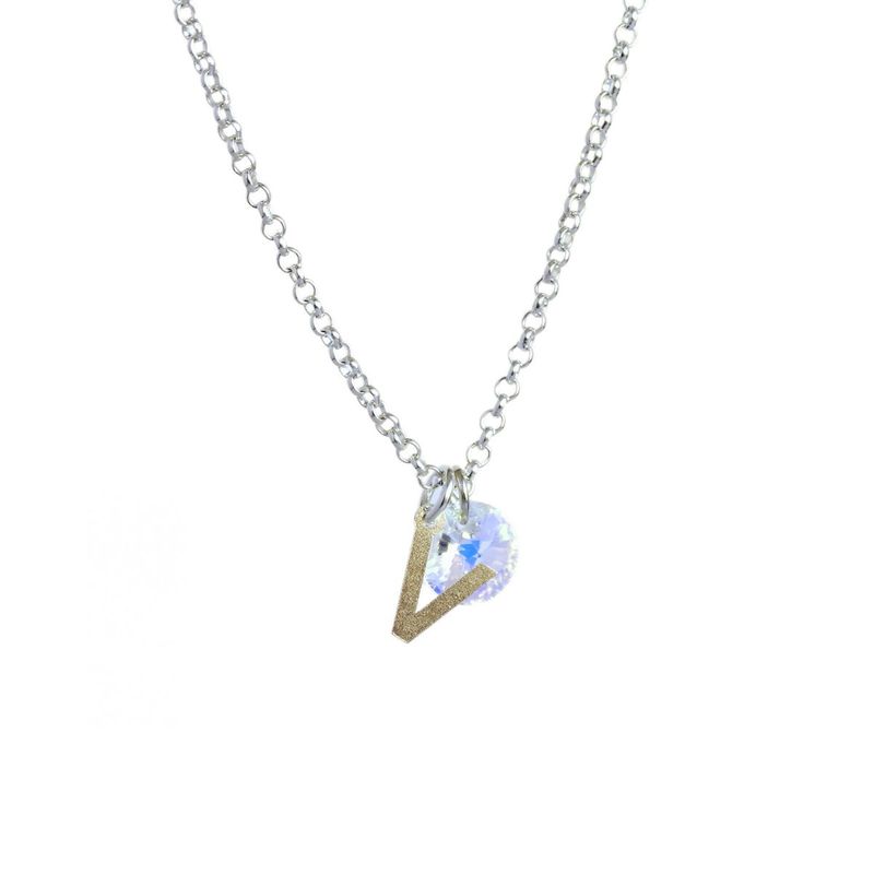 MABELITA - Cadena de Plata con Inicial y Cristal - V
