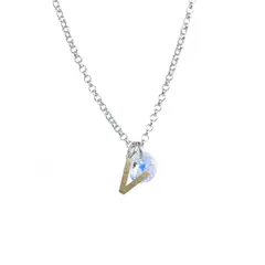 MABELITA - Cadena de Plata con Inicial y Cristal - V