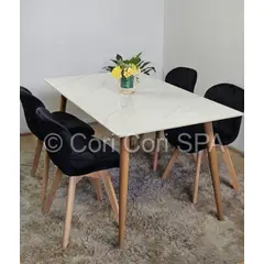 CORI CORI - Comedor Mármol 140x80cm + 4 Sillas Mariposa Velvet Negro