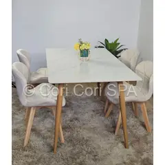 CORI CORI - Comedor Mármol 120x80cm + 4 Sillas Mariposa Velvet Beige