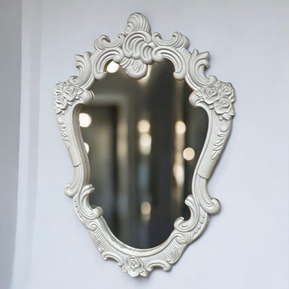 GENERICO - Espejo Decorativo Estilo Vintage Con Marco Blanco 75x56 Cm