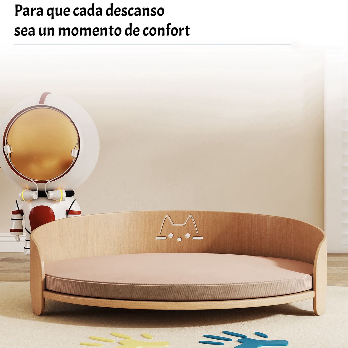 LUBABYCAS - Cama Para Mascotas Madera Colchón 53x53cm Aveo By Lubabycas