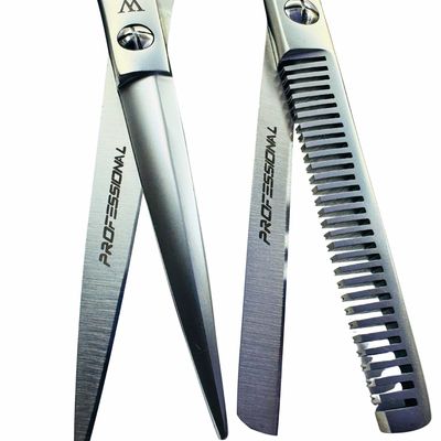 Imagen 2 del producto Tijera Peluqueria Profesional Corte Filo Navaja Y Esculpidora 6″ Platiado