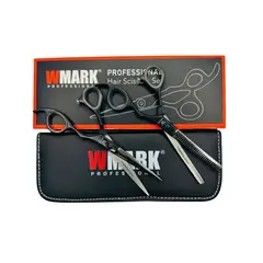 WMARK - Tijera Peluqueria Profesional Corte Filo Navaja Y Esculpidora 6″ SilverNegro