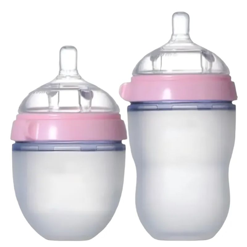 GENERICO - Mamaderas Silicona Set 240cc + 150cc Bpa Free +Manilla Rosa