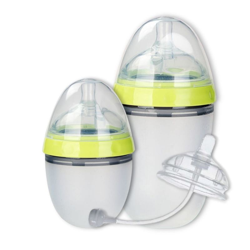 GENERICO - Mamadera Silicona Bpa Free +Manilla Set 240cc+150cc Verde