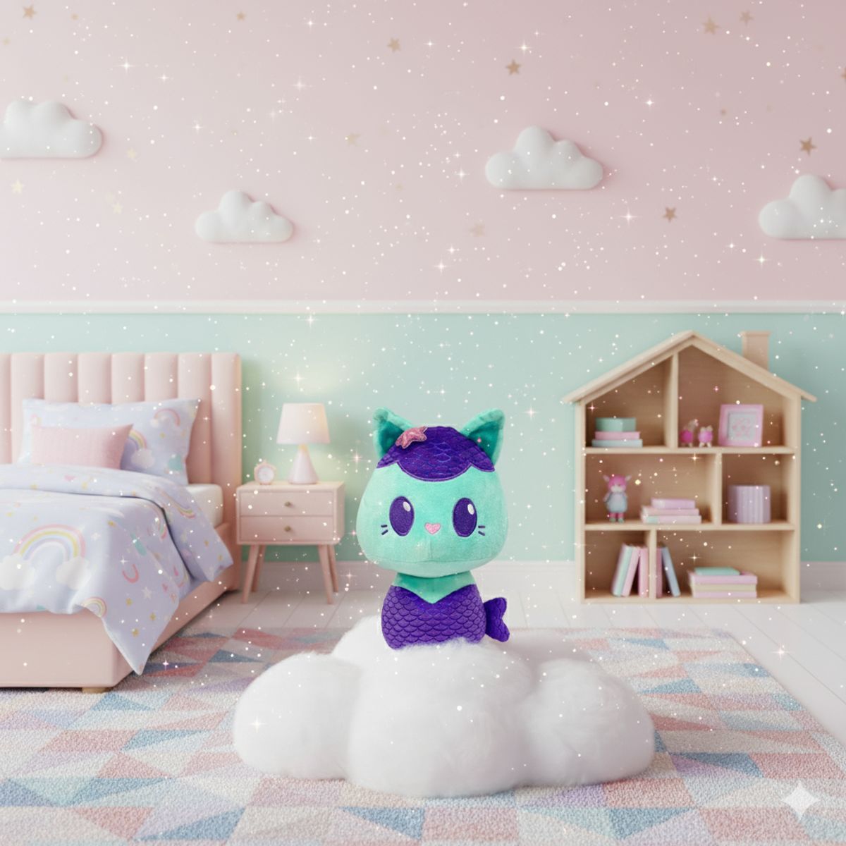 GABBYS DOLLHOUSE - Peluche Mercat Gatito Sirena 25 cm - Gabby’s Dollhouse