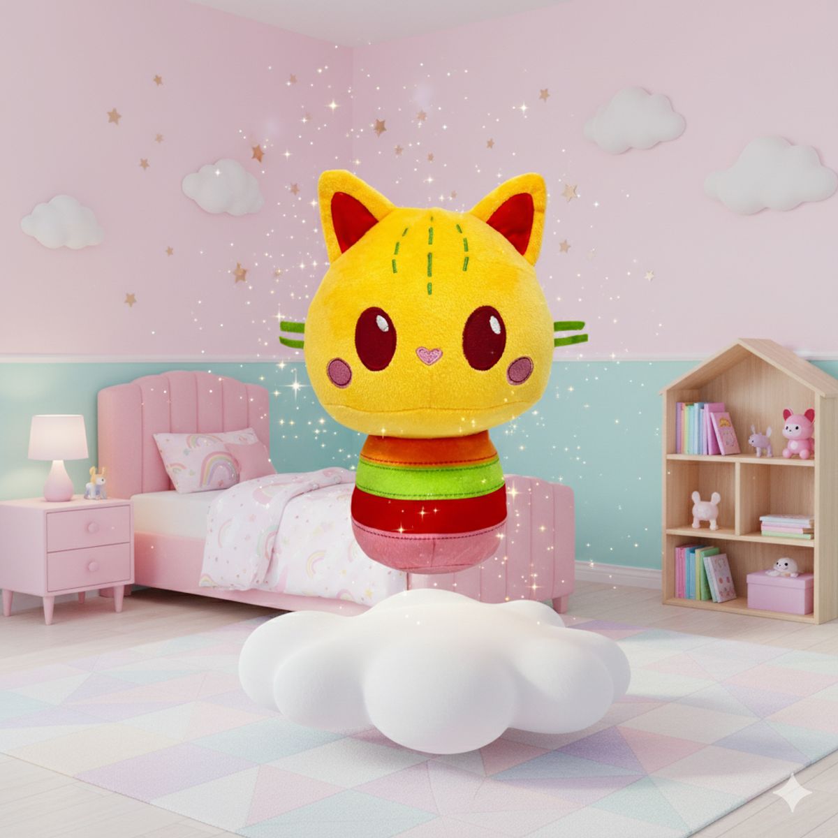 GABBYS DOLLHOUSE - Peluche Almohadín (Pillow Cat) 25 cm - Gabby’s Dollhouse