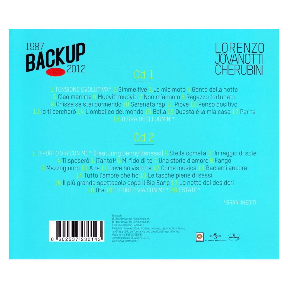GENERICO - JOVANOTTI - THE BEST: BACK UP 1987-2012 (2CD) / CD