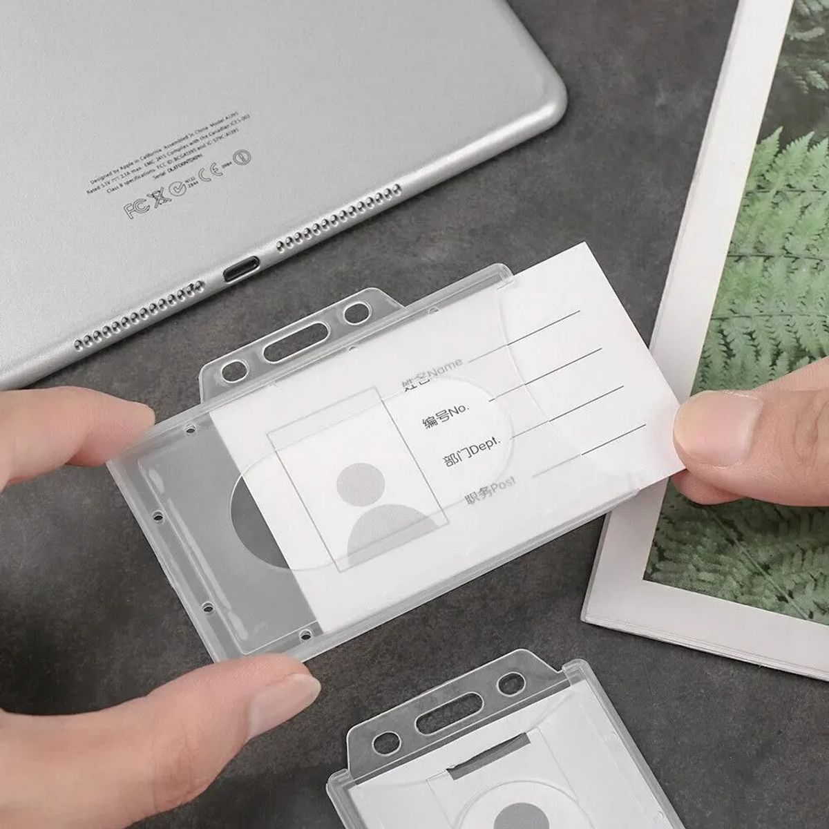 GENERICO - Pack 50 Pcs Porta Credencial Plastico Transparente Rigido