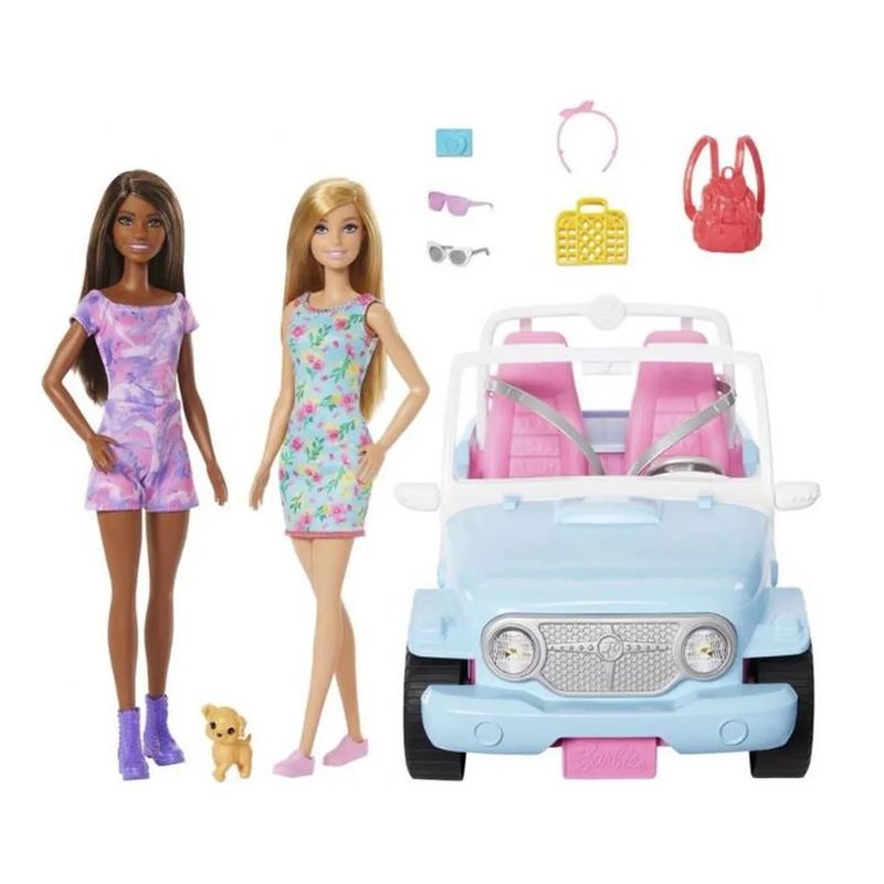 BARBIE - Jeep auto Todoterreno Barbie con 2 Muñecas - Mattel Hrg82