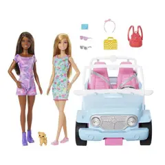 BARBIE - Jeep auto Todoterreno con 2 Muñecas - Mattel Hrg82