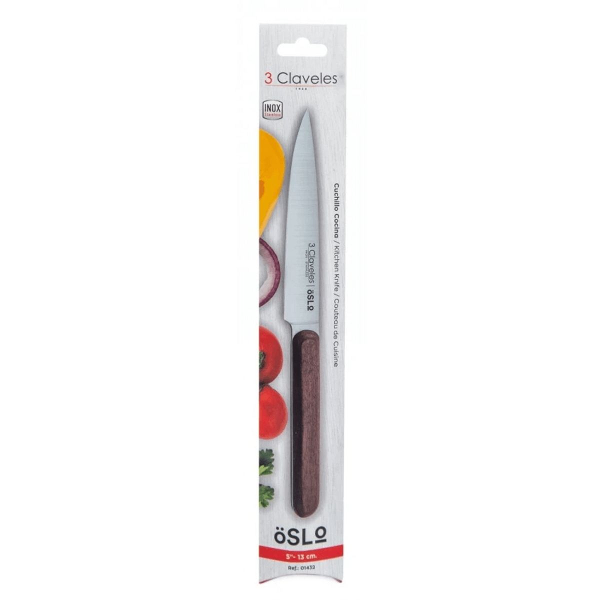 3 CLAVELES - Cuchillo Verduras 13 cm Acero Inox 3 Claveles
