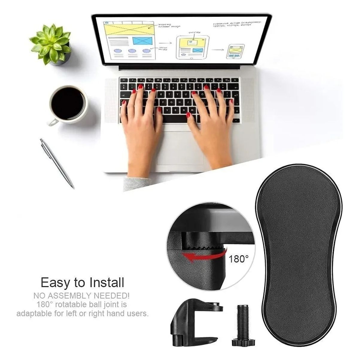 GENERICO - Apoyabrazos Para Computadora Escritorio - Mouse - Giratorio