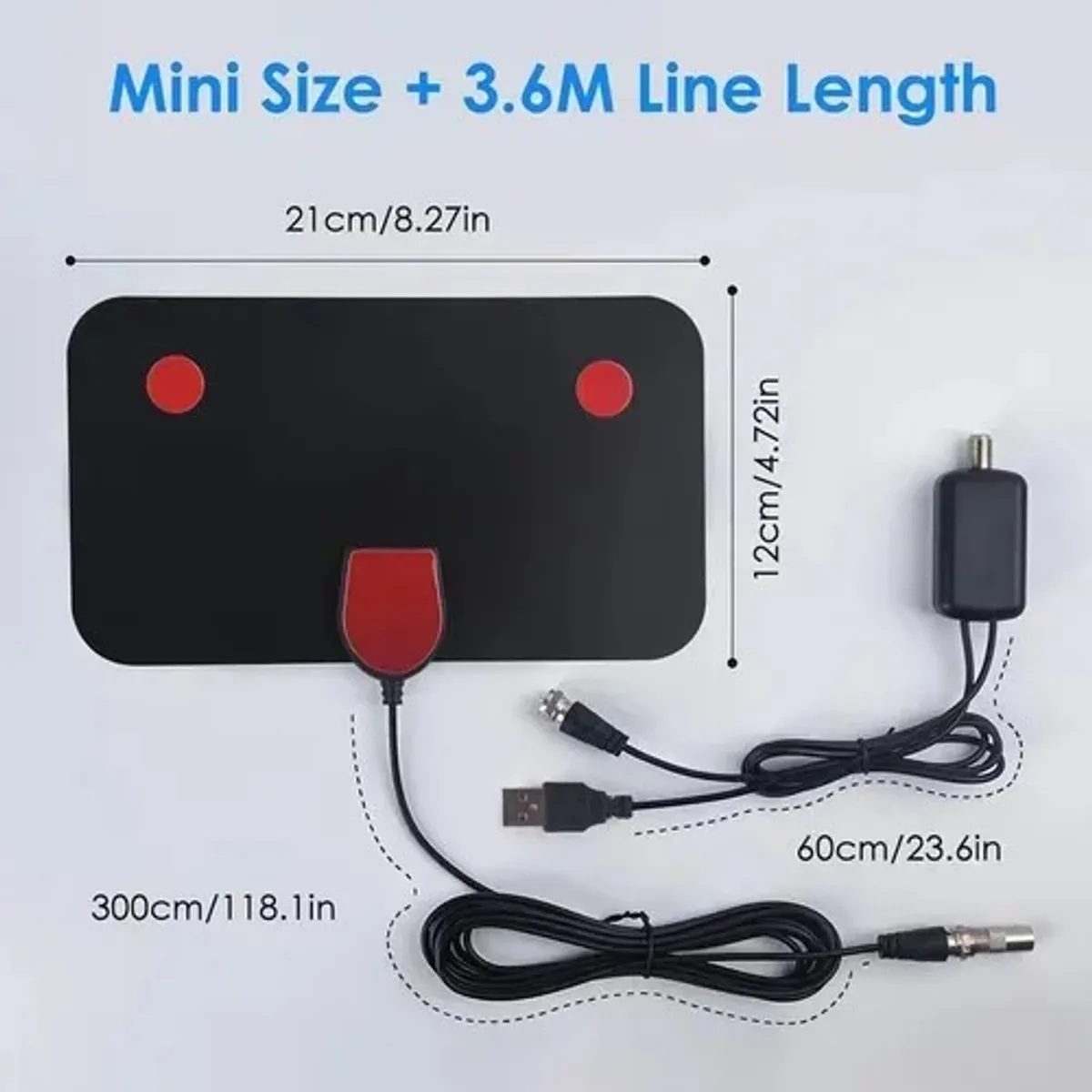 GENERICO - Antena Tv Digital Hd 4k Abierta Interior 3m + Amplificador