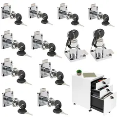 KUANGYE - 12pcs Cerradura Chapa Para Muebles Cajones Closet Con Llaves Plateado