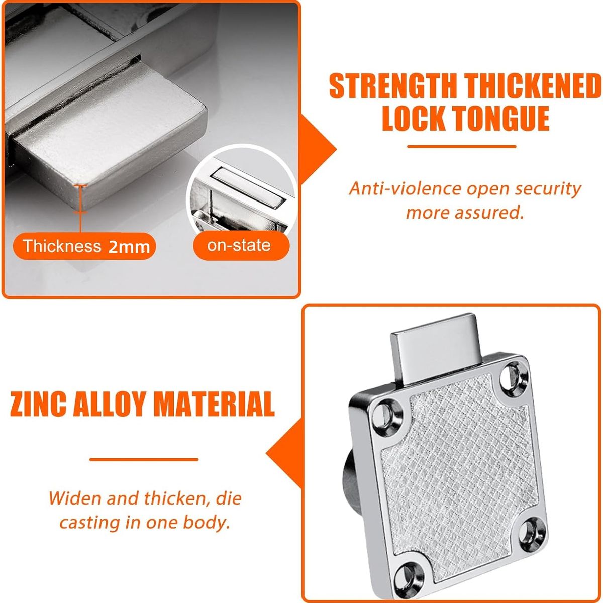 KUANGYE - 12pcs Cerradura Chapa Para Muebles Cajones Closet Con Llaves Plateado