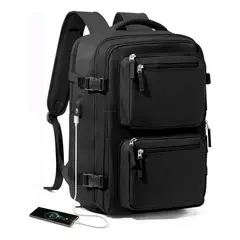 EVERSO - Mochila De Viaje Avión Cabina Expandible Usb 40L Negro