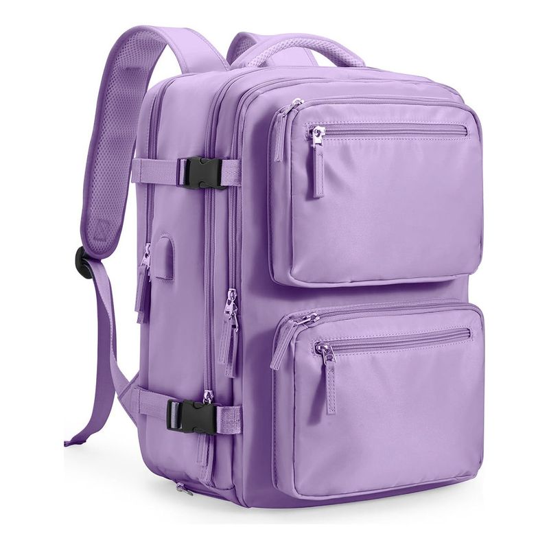 EVERSO - Mochila De Viaje Avión Cabina Expandible Usb 40L Violeta