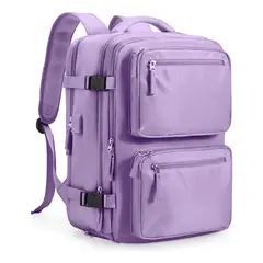 EVERSO - Mochila De Viaje Avión Cabina Expandible Usb 40L Violeta