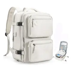 EVERSO - Mochila De Viaje Avión Cabina Expandible Usb 40L Blanco