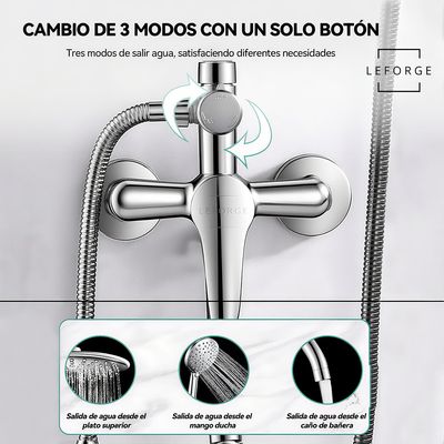 Imagen 2 del producto Columna De Ducha Moderna 3 Funciones Monomando Con Jabonera Plateado
