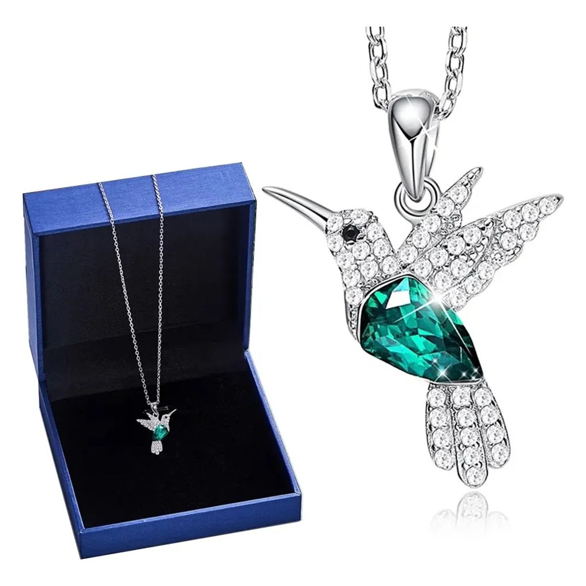 GENERICO - Collar Bañado en plata Colibri Cristal Mujer Joyas Regalo