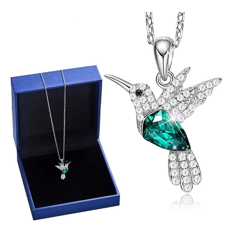 GENERICO - Collar Bañado en plata Colibri Cristal Mujer Joyas Regalo