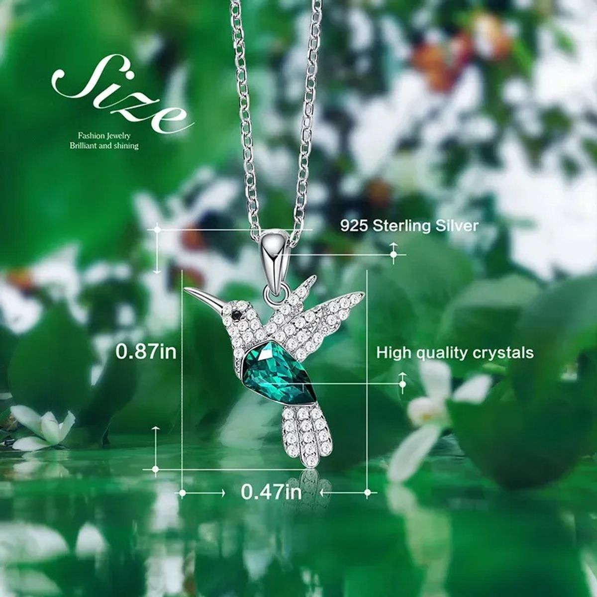 GENERICO - Collar Bañado en plata Colibri Cristal Mujer Joyas Regalo