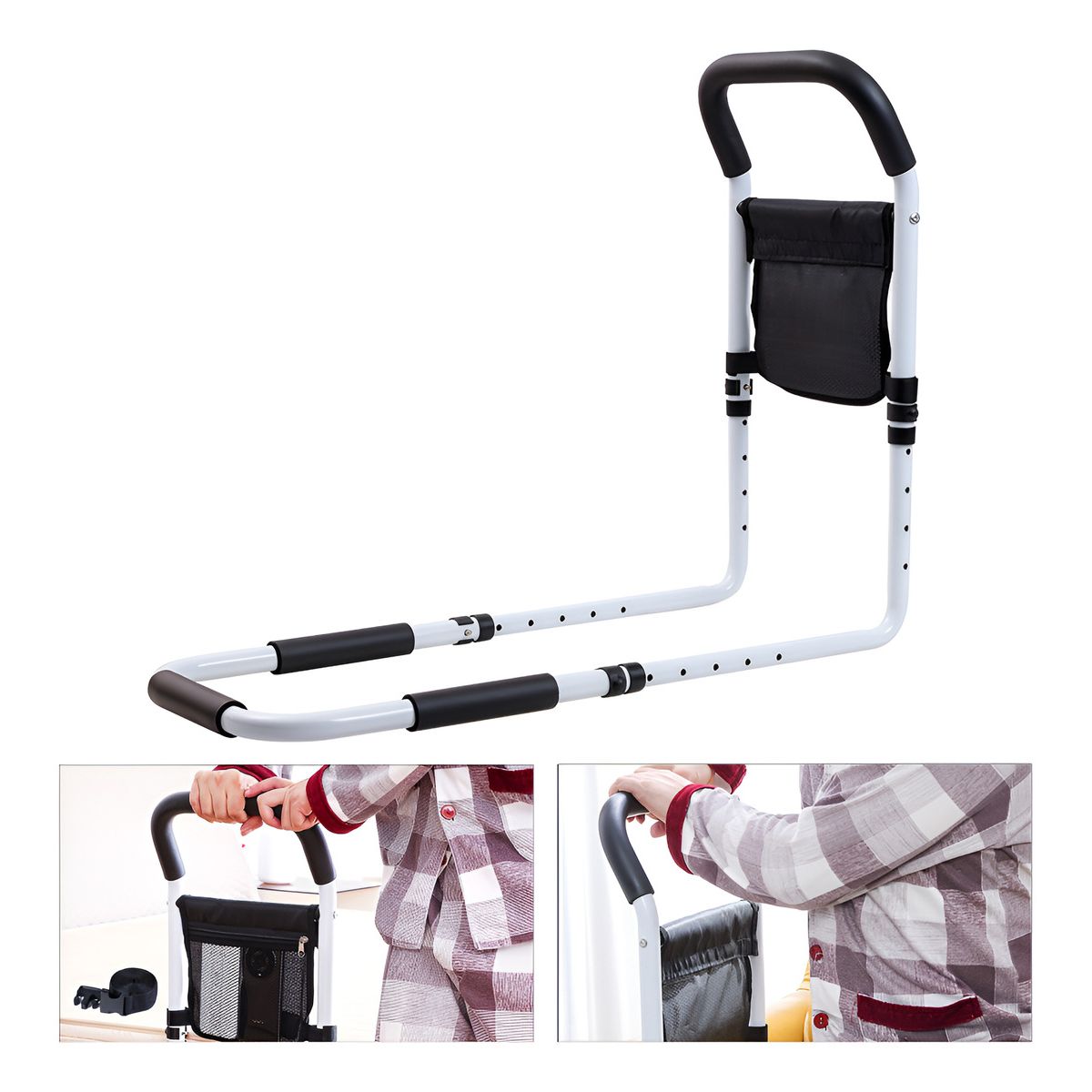 EVERSO - Baranda De Cama Lateral Anti Caida Para Cuidado Adulto Mayor Negro