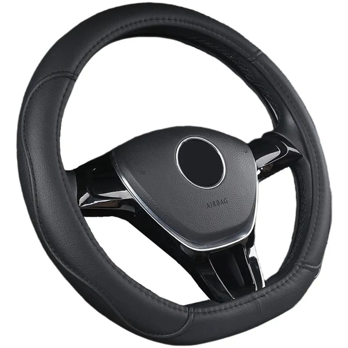 GENERICO - Funda Cubre Volante Tipo D Negro Eco Cuero Antideslizante