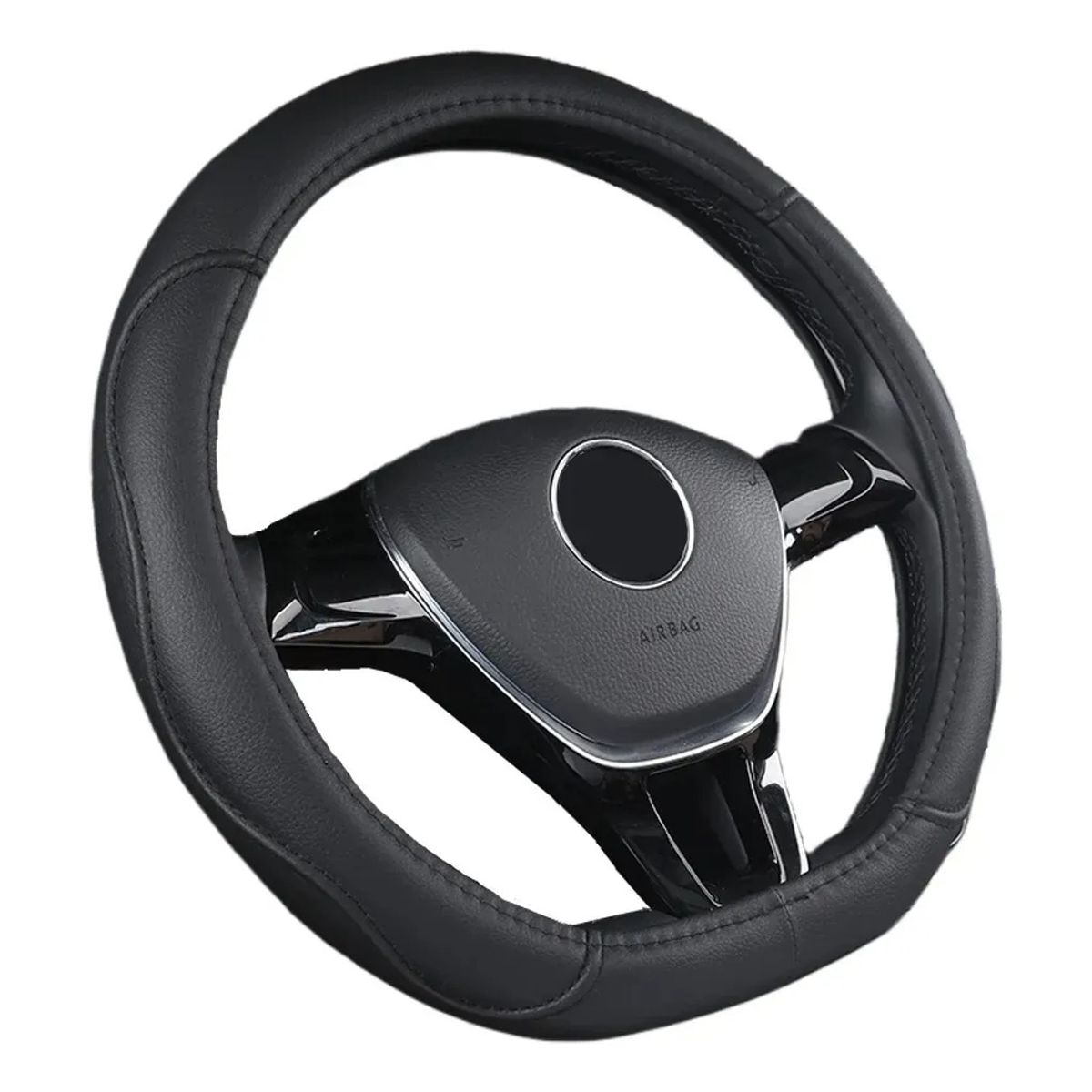 GENERICO - Funda Cubre Volante Tipo D Negro Eco Cuero Antideslizante