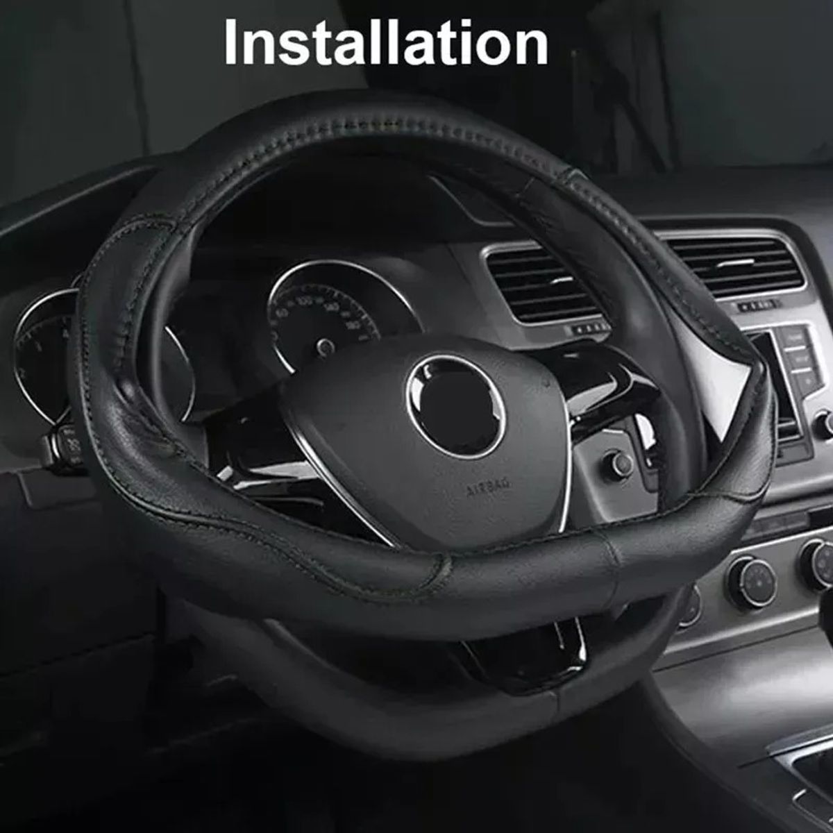 GENERICO - Funda Cubre Volante Tipo D Negro Eco Cuero Antideslizante