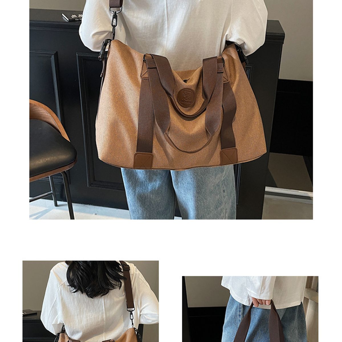 TIOZONEY - Bolsa Gran Capacidad Para Viajes Hombres Y Mujeres, Deportes - Marrón