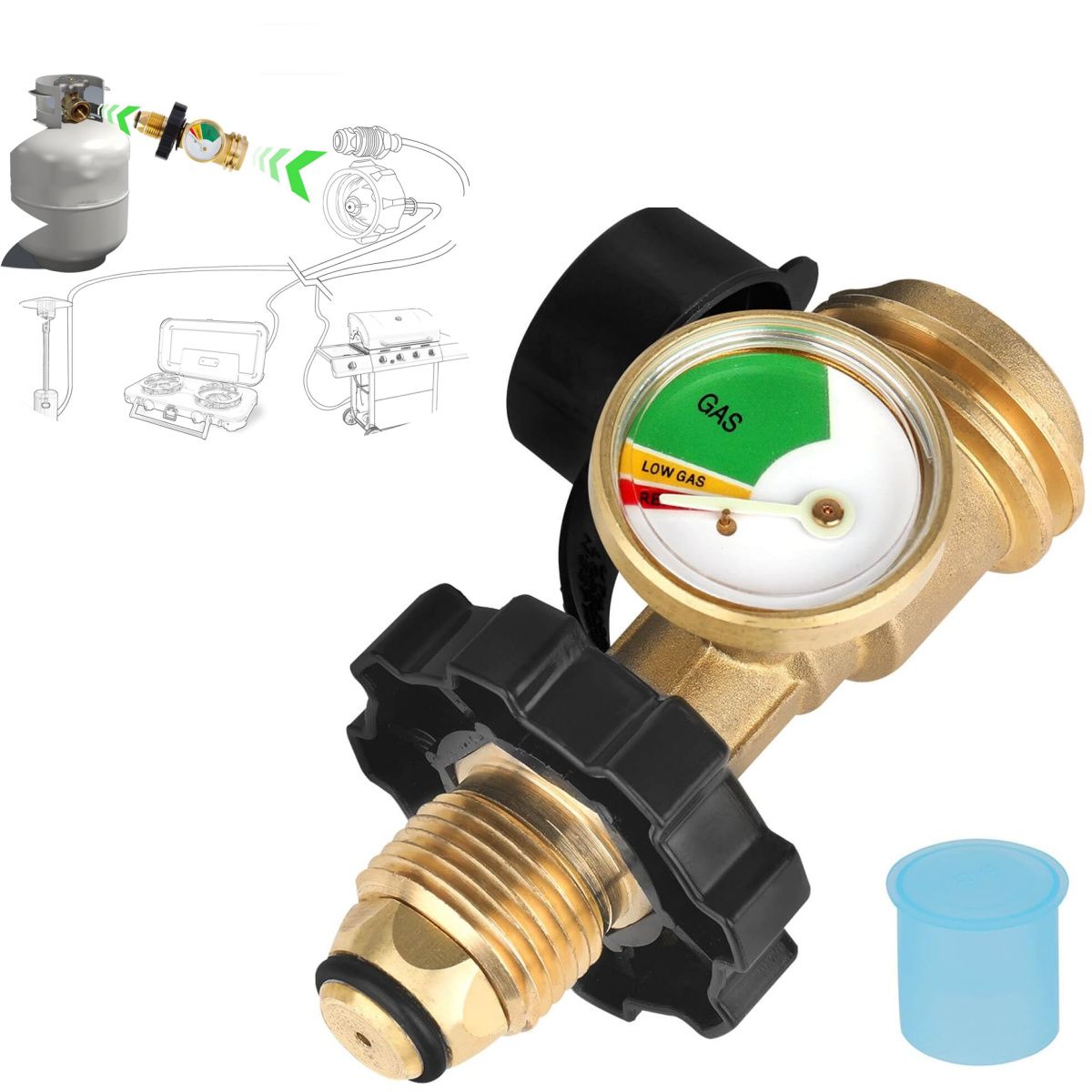 KUANGYE - Adaptador De Manómetro Tanque De Gasolina Para Lp Pol Qcc1