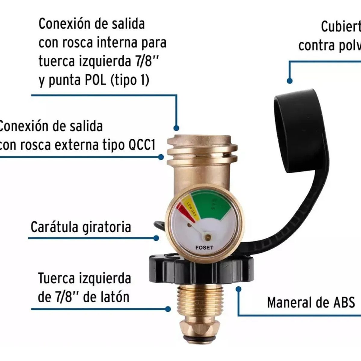 KUANGYE - Adaptador De Manómetro Tanque De Gasolina Para Lp Pol Qcc1