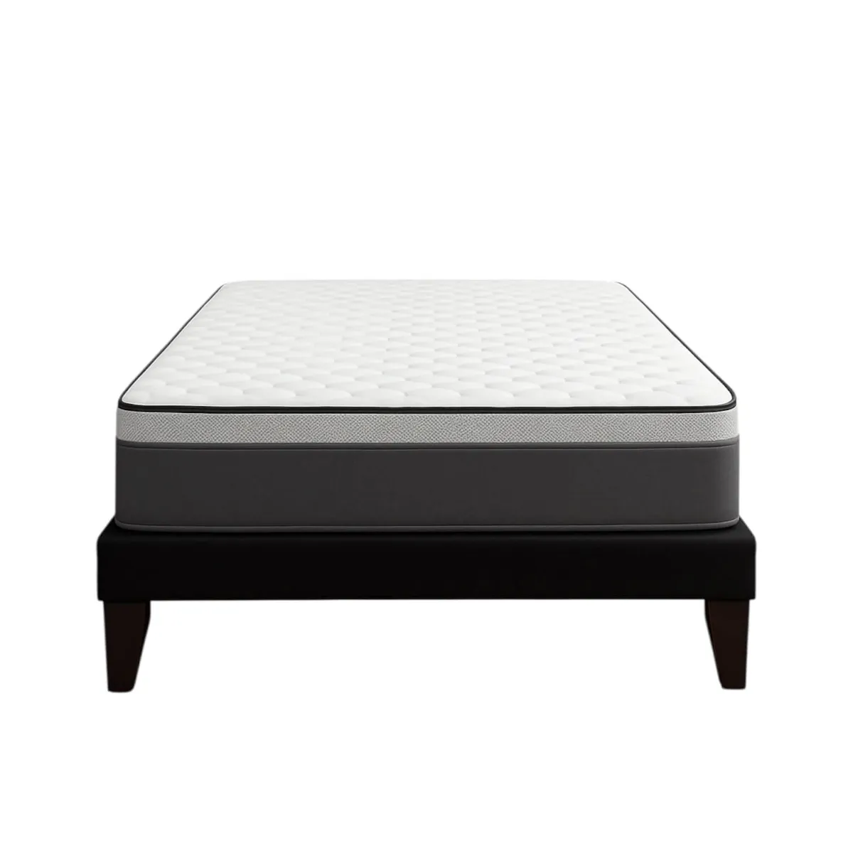 FLOBAL - Cama Europea 2 Plazas Base Dividida Negro + Colchón Pilow 150x190x28cm