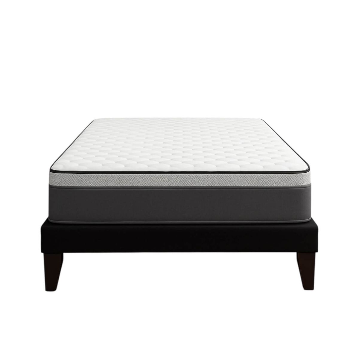 FLOBAL - Cama Europea 2 Plazas Base Dividida Negro + Colchón Pilow 150x190x28cm
