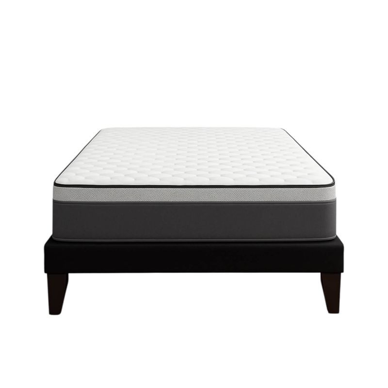 FLOBAL - Cama Europea 2 Plazas Base Dividida Negro + Colchón 150x190 cm