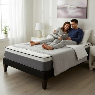 Imagen 2 del producto Cama Europea 2 Plazas Base Dividida Negro + Colchón Pilow 150x190x28cm